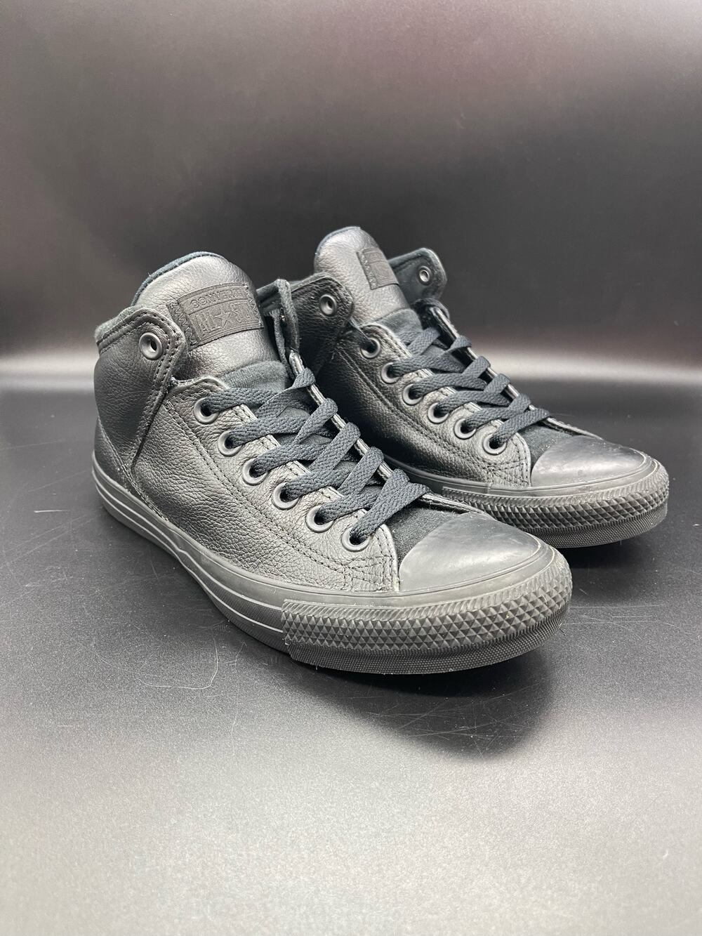 Converse Uni All Star Leather High Tops Triple Black Men 7 Women 9